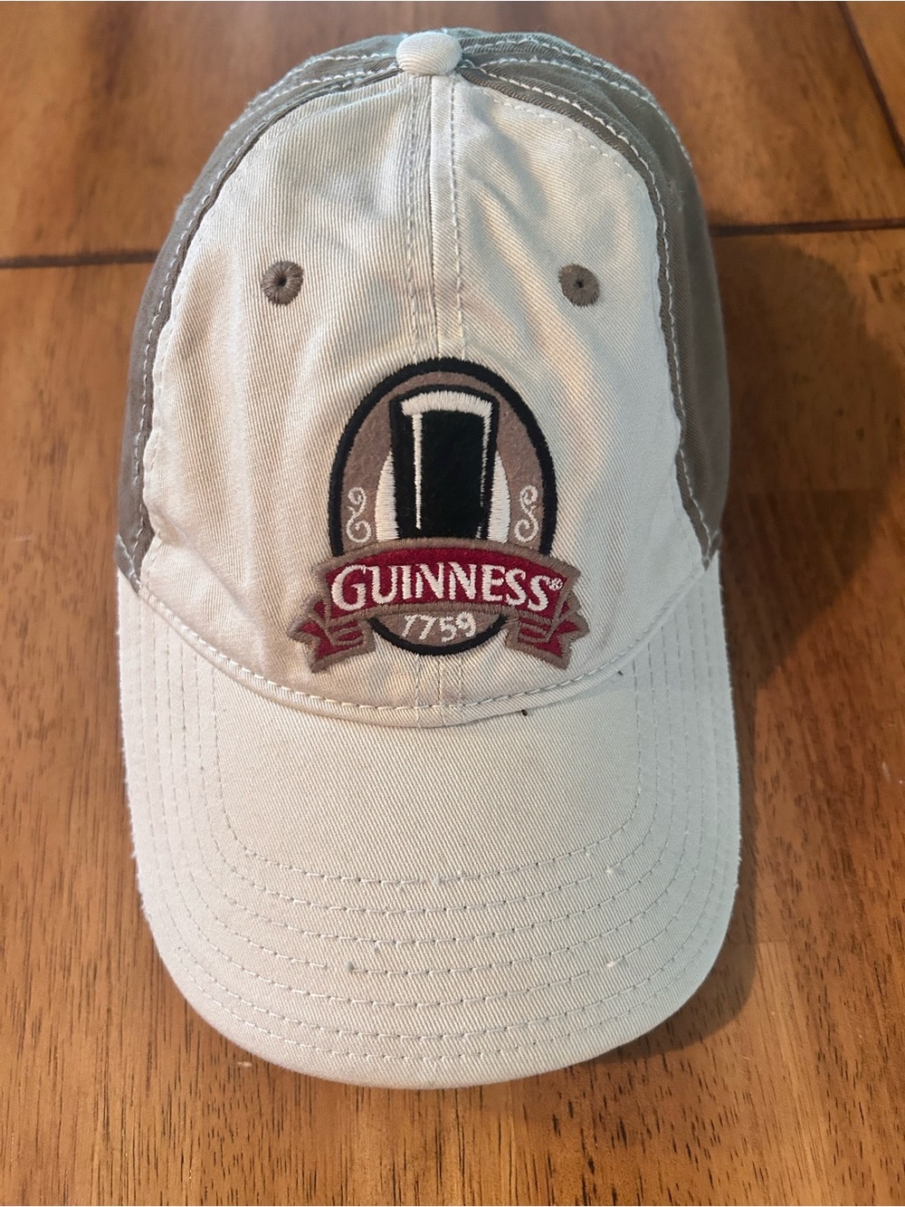 Guinness Two-Tone Beige and Gray Embroidered Baseball Hat OS